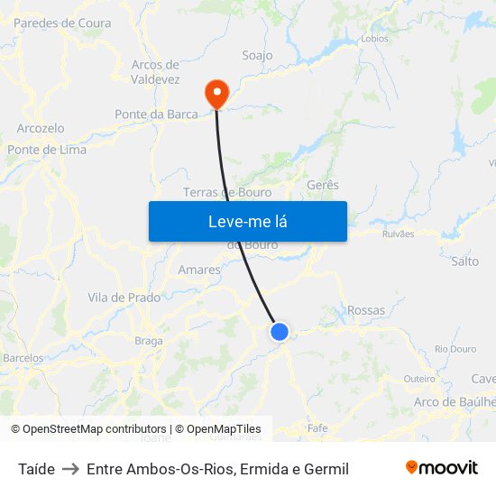 Taíde to Entre Ambos-Os-Rios, Ermida e Germil map