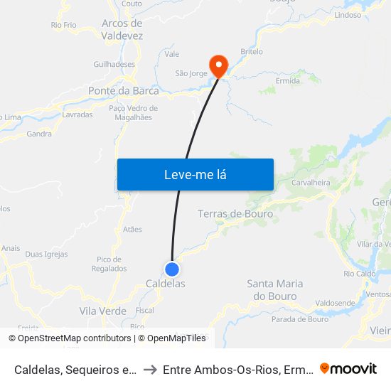 Caldelas, Sequeiros e Paranhos to Entre Ambos-Os-Rios, Ermida e Germil map