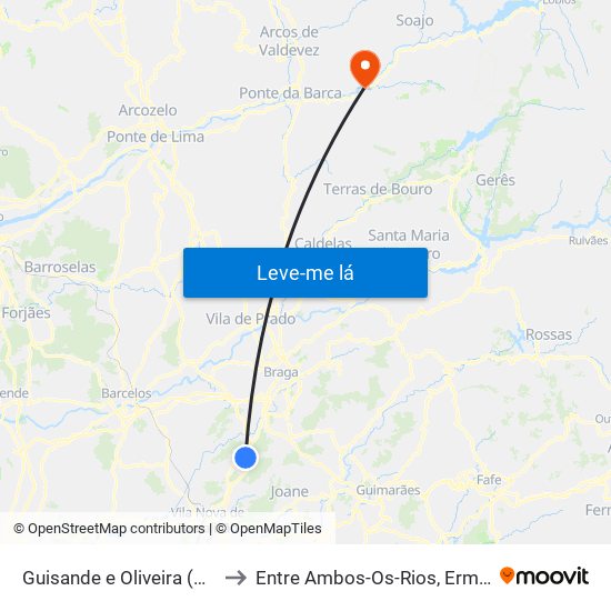 Guisande e Oliveira (São Pedro) to Entre Ambos-Os-Rios, Ermida e Germil map