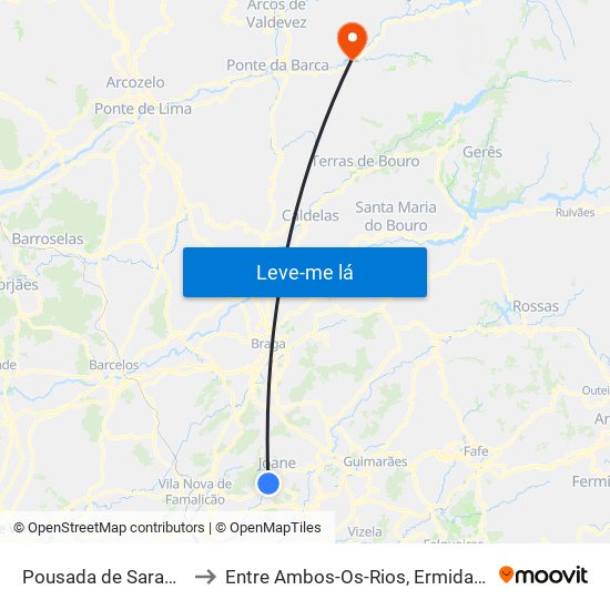 Pousada de Saramagos to Entre Ambos-Os-Rios, Ermida e Germil map