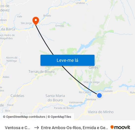 Ventosa e Cova to Entre Ambos-Os-Rios, Ermida e Germil map