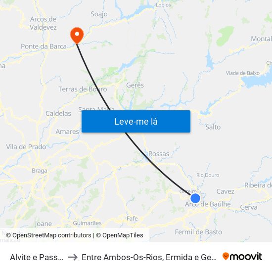 Alvite e Passos to Entre Ambos-Os-Rios, Ermida e Germil map