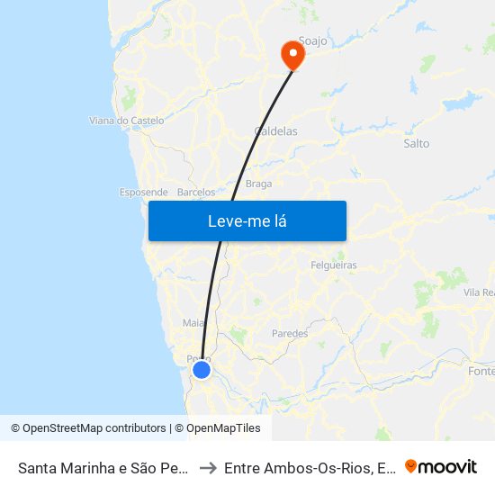 Santa Marinha e São Pedro da Afurada to Entre Ambos-Os-Rios, Ermida e Germil map