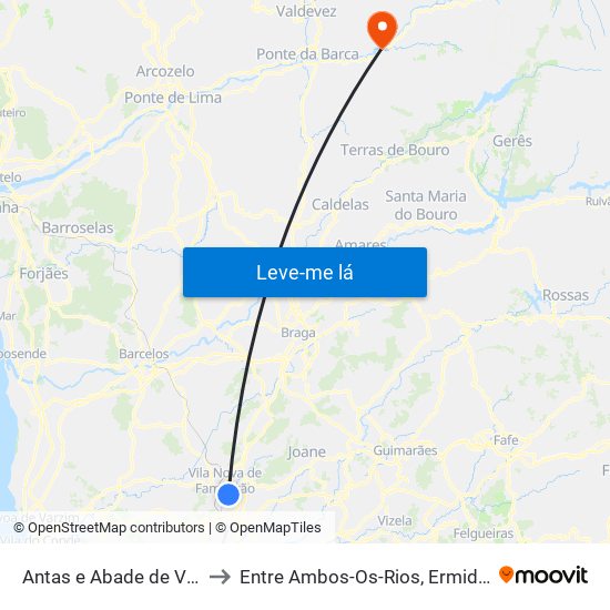 Antas e Abade de Vermoim to Entre Ambos-Os-Rios, Ermida e Germil map