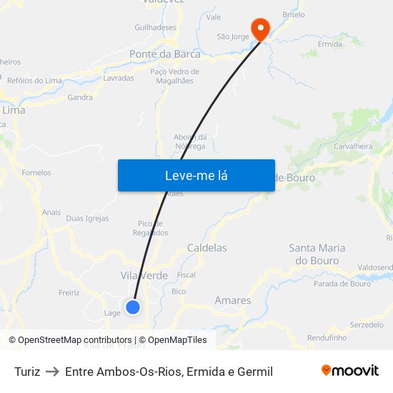 Turiz to Entre Ambos-Os-Rios, Ermida e Germil map