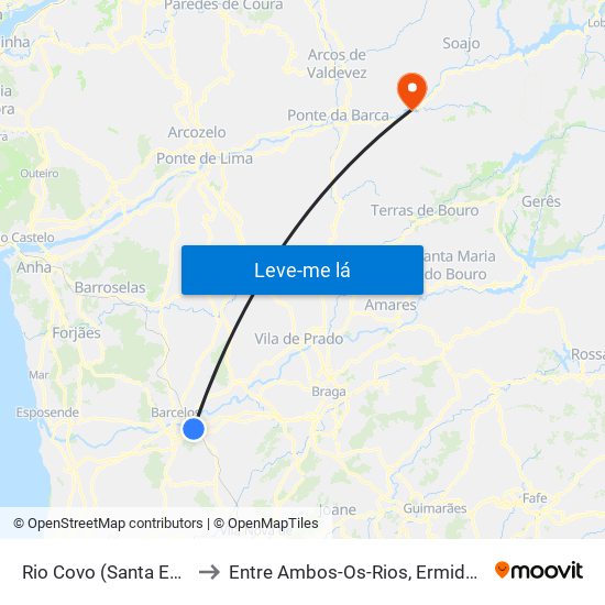 Rio Covo (Santa Eugénia) to Entre Ambos-Os-Rios, Ermida e Germil map