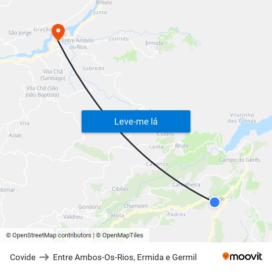 Covide to Entre Ambos-Os-Rios, Ermida e Germil map