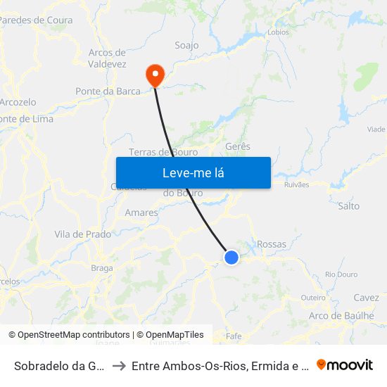 Sobradelo da Goma to Entre Ambos-Os-Rios, Ermida e Germil map
