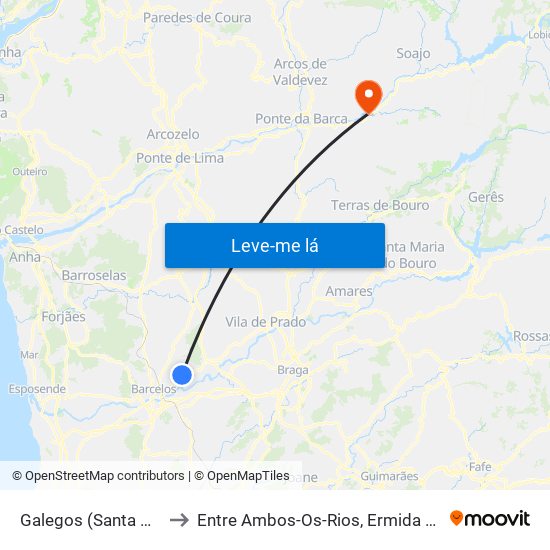 Galegos (Santa Maria) to Entre Ambos-Os-Rios, Ermida e Germil map