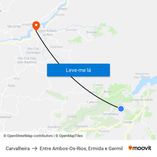 Carvalheira to Entre Ambos-Os-Rios, Ermida e Germil map