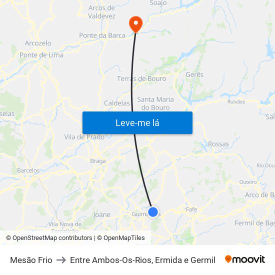 Mesão Frio to Entre Ambos-Os-Rios, Ermida e Germil map