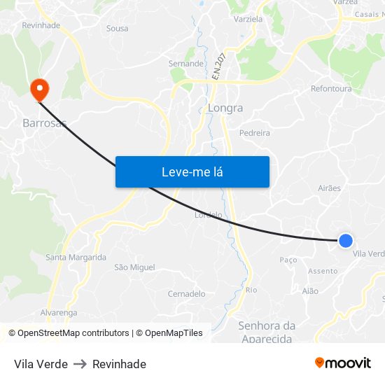 Vila Verde to Revinhade map
