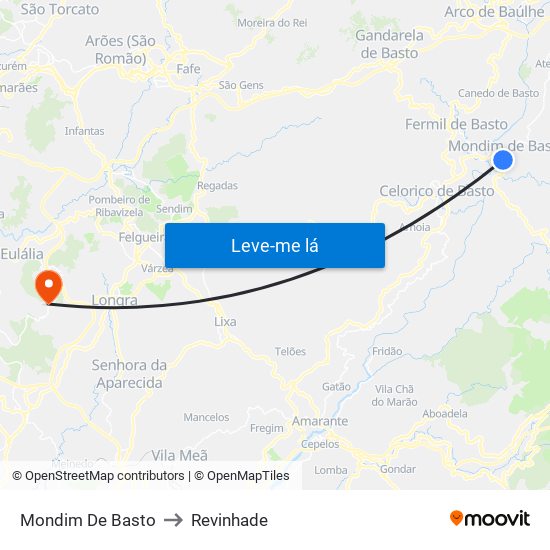 Mondim De Basto to Revinhade map