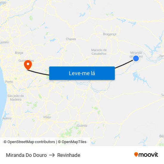 Miranda Do Douro to Revinhade map