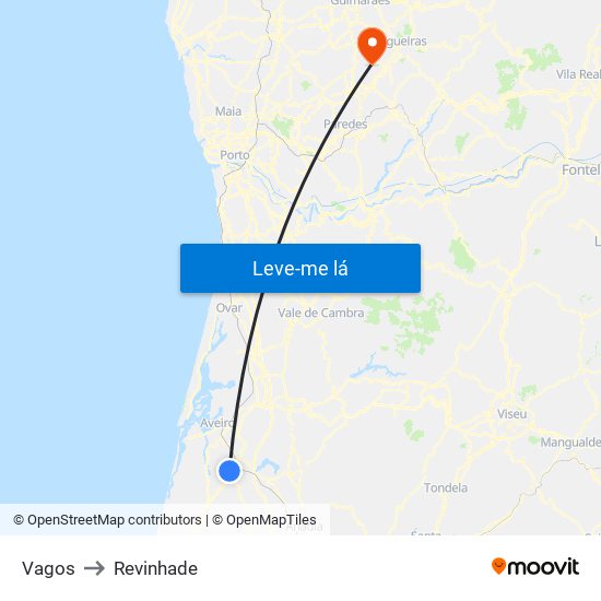 Vagos to Revinhade map