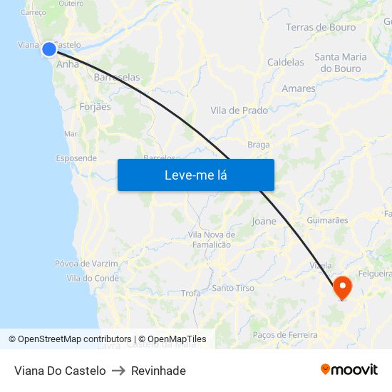 Viana Do Castelo to Revinhade map