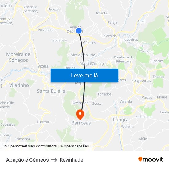 Abação e Gémeos to Revinhade map