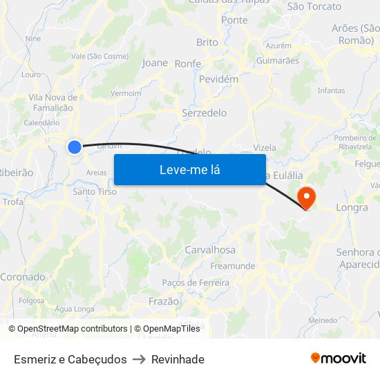 Esmeriz e Cabeçudos to Revinhade map