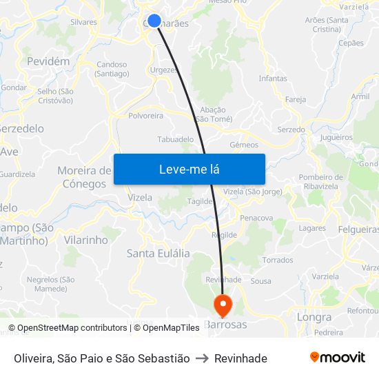 Oliveira, São Paio e São Sebastião to Revinhade map