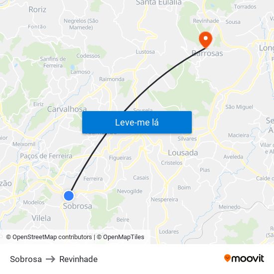 Sobrosa to Revinhade map