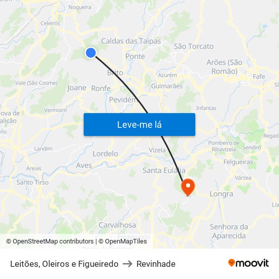 Leitões, Oleiros e Figueiredo to Revinhade map