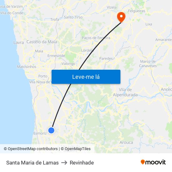 Santa Maria de Lamas to Revinhade map
