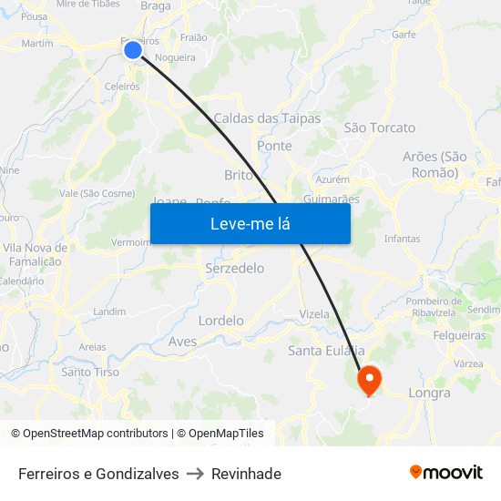 Ferreiros e Gondizalves to Revinhade map