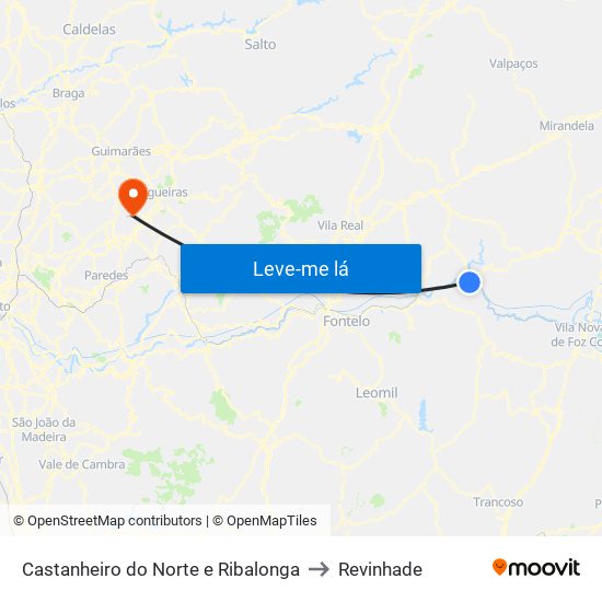 Castanheiro do Norte e Ribalonga to Revinhade map