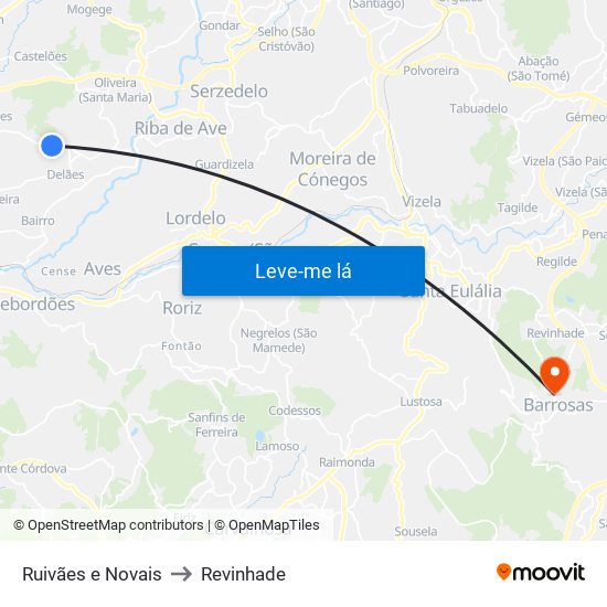 Ruivães e Novais to Revinhade map