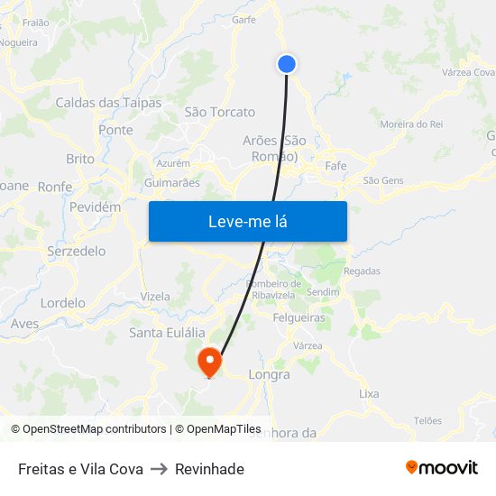 Freitas e Vila Cova to Revinhade map