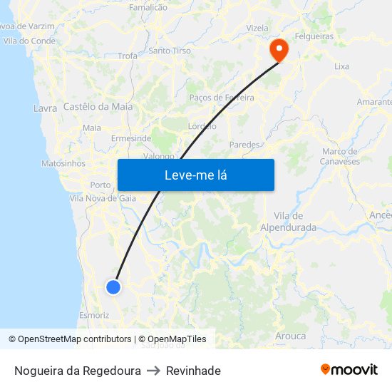 Nogueira da Regedoura to Revinhade map