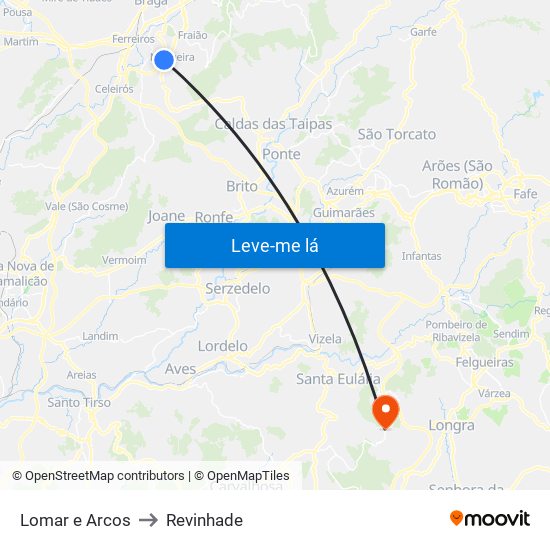 Lomar e Arcos to Revinhade map