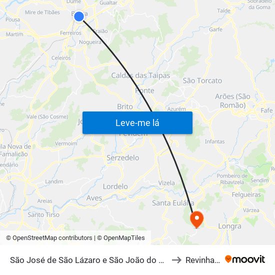 São José de São Lázaro e São João do Souto to Revinhade map