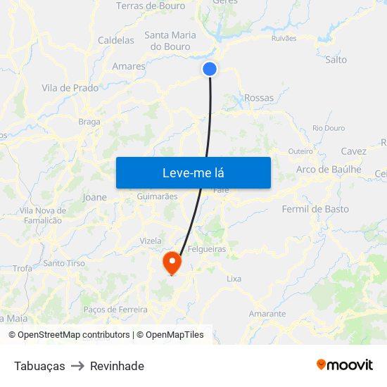 Tabuaças to Revinhade map