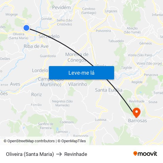 Oliveira (Santa Maria) to Revinhade map