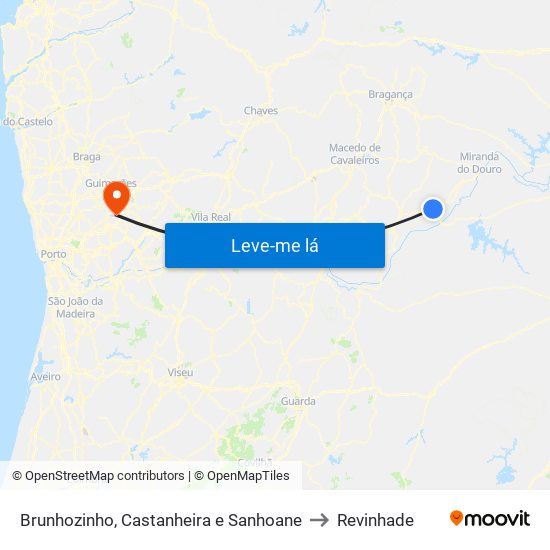 Brunhozinho, Castanheira e Sanhoane to Revinhade map