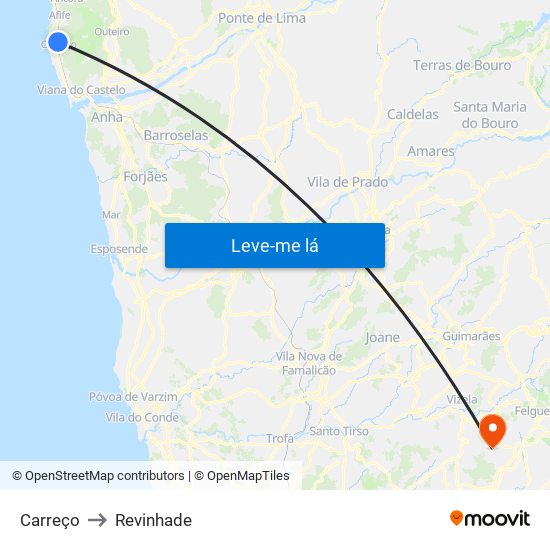 Carreço to Revinhade map