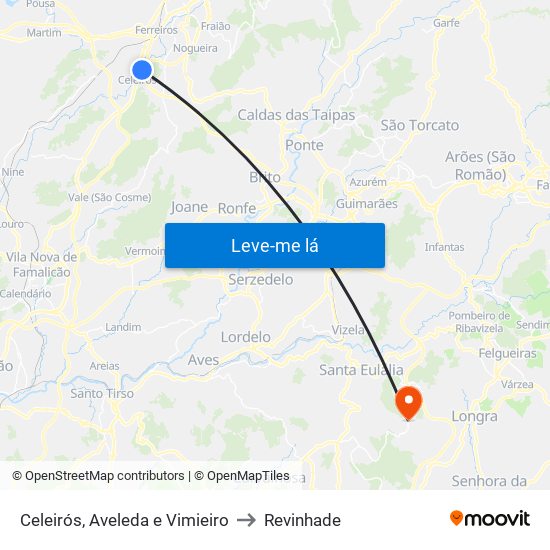 Celeirós, Aveleda e Vimieiro to Revinhade map