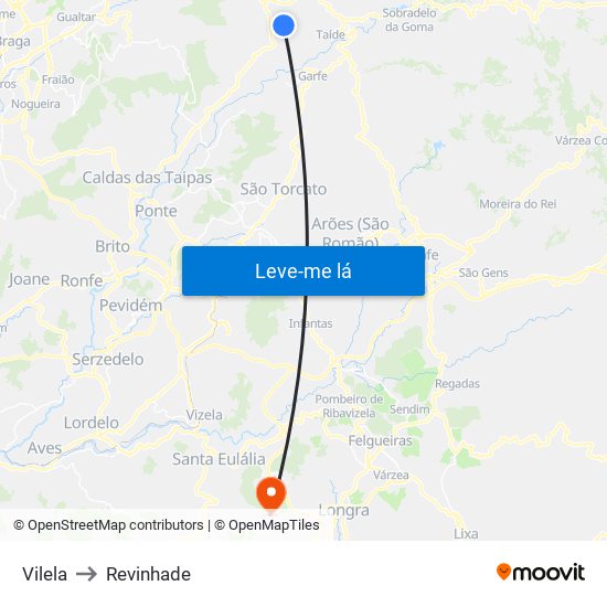 Vilela to Revinhade map