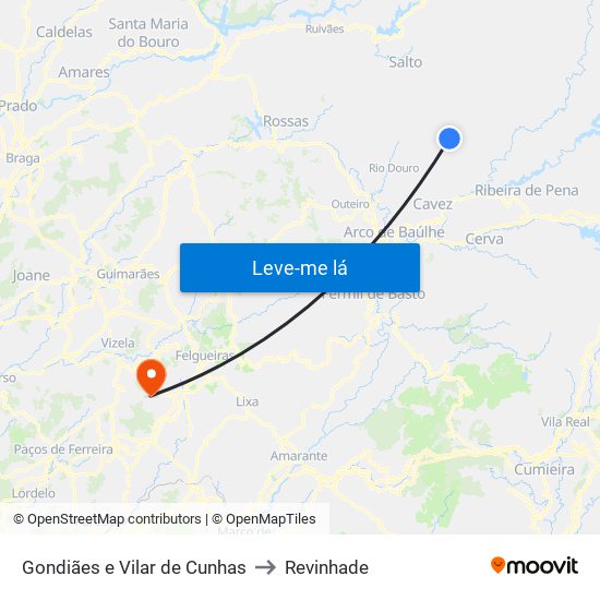 Gondiães e Vilar de Cunhas to Revinhade map