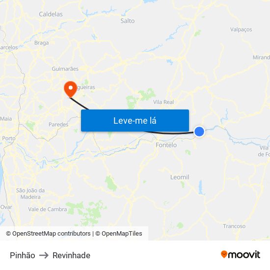 Pinhão to Revinhade map