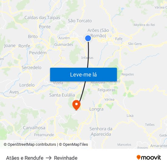 Atães e Rendufe to Revinhade map