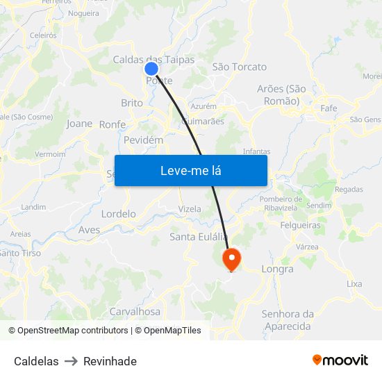 Caldelas to Revinhade map