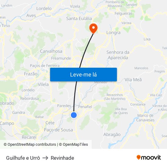 Guilhufe e Urrô to Revinhade map