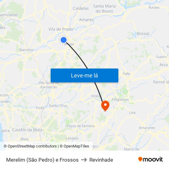 Merelim (São Pedro) e Frossos to Revinhade map