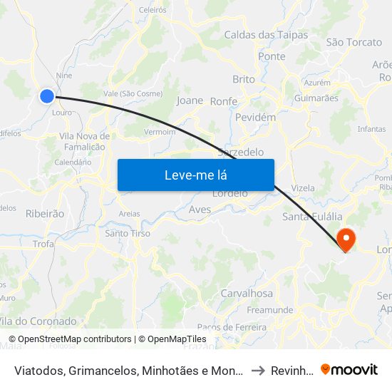 Viatodos, Grimancelos, Minhotães e Monte de Fralães to Revinhade map