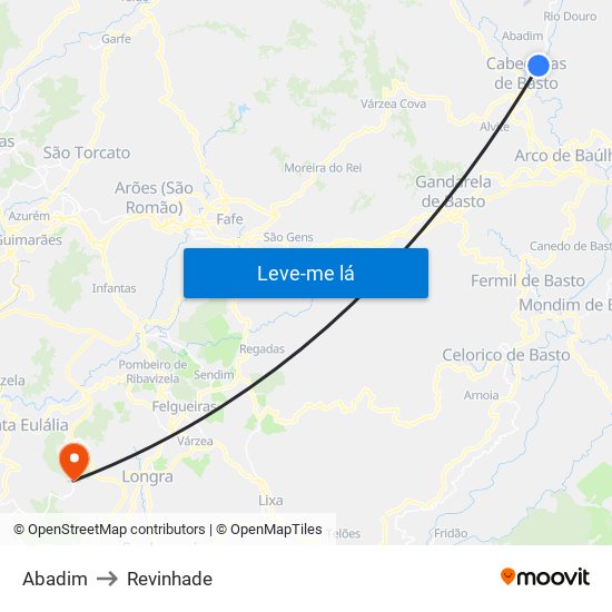 Abadim to Revinhade map