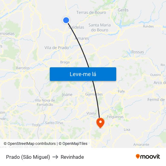 Prado (São Miguel) to Revinhade map