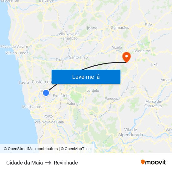 Cidade da Maia to Revinhade map