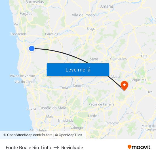 Fonte Boa e Rio Tinto to Revinhade map